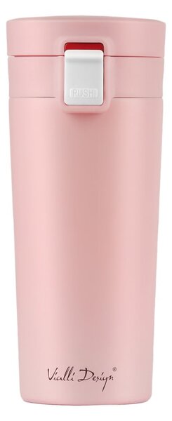 Różowy podróżny kubek termiczny Vialli Design Fuori, 400 ml