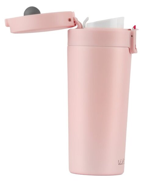 Różowy podróżny kubek termiczny Vialli Design Fuori, 400 ml