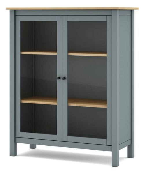 Szarozielona witryna z litego drewna sosnowego 90x110x40 cm Misti – Marckeric
