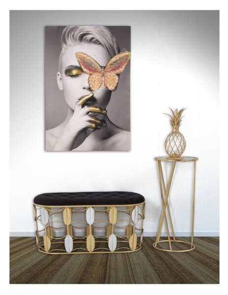 Stołek w czarno-złotym kolorze Mauro Ferretti Glam Simple, wys.75 cm