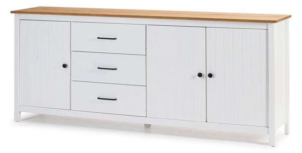 Biała niska komoda z litego drewna sosnowego 190x80 cm Miranda – Marckeric