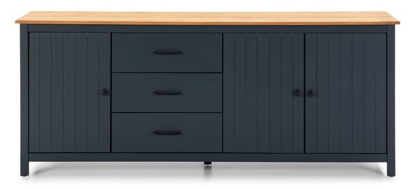 Ciemnoniebieska niska komoda z litego drewna sosnowego 190x80 cm Miranda – Marckeric