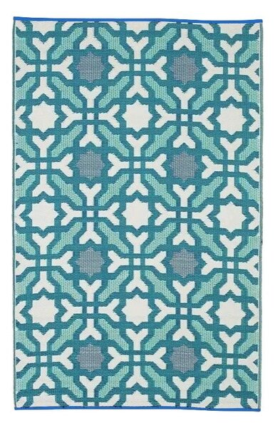 Niebiesko-szary dwustronny dywan na zewnątrz z tworzywa sztucznego z recyklingu Fab Hab Seville, 90x150 cm