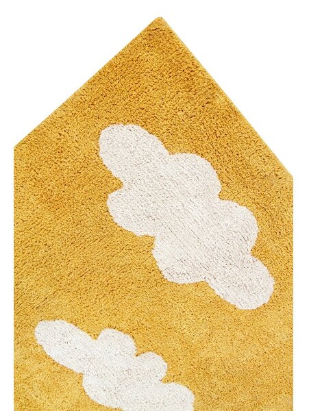 Musztardowy bawełniany dywan dziecięcy tkany ręcznie odpowiedni do prania 120x160 cm Clouds Mustard – Lorena Canals