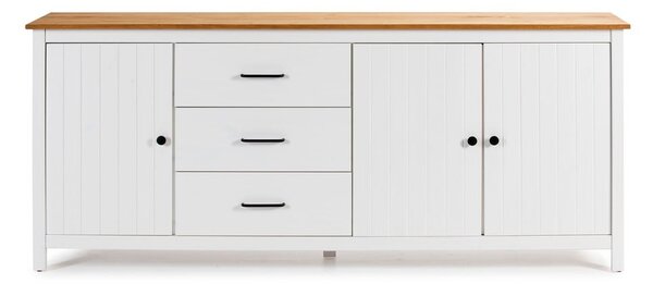 Biała niska komoda z litego drewna sosnowego 190x80 cm Miranda – Marckeric