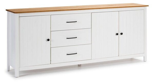 Biała niska komoda z litego drewna sosnowego 190x80 cm Miranda – Marckeric