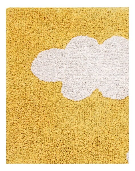 Musztardowy bawełniany dywan dziecięcy tkany ręcznie odpowiedni do prania 120x160 cm Clouds Mustard – Lorena Canals