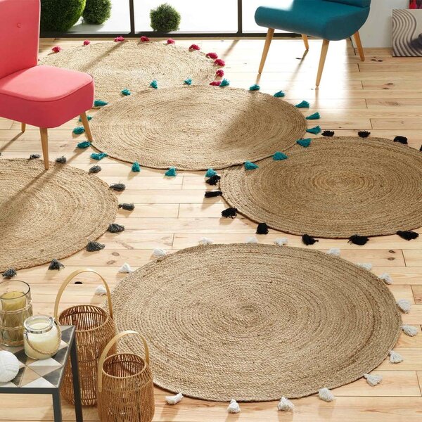 Czarno-naturalny okrągły dywan ø 120 cm Shira – douceur d'intérieur