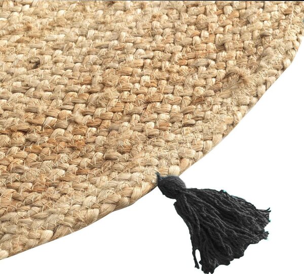 Czarno-naturalny okrągły dywan ø 120 cm Shira – douceur d'intérieur