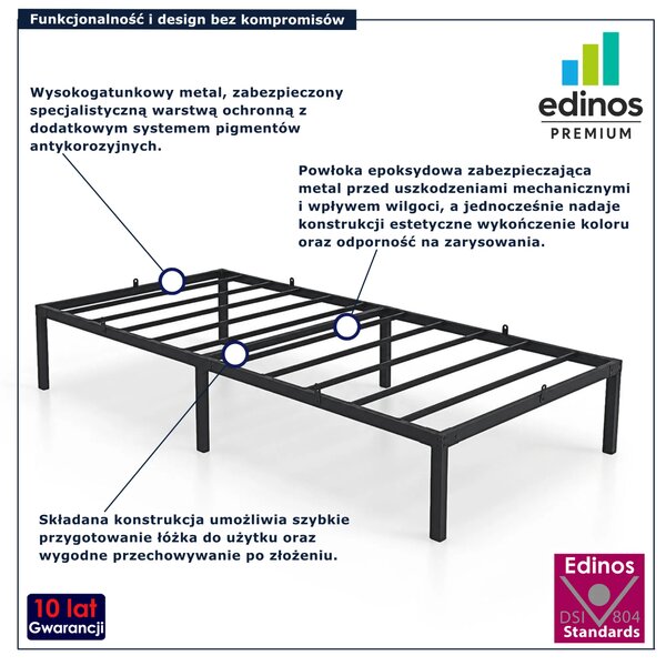 Czarne metalowe łóżko pojedyncze 90x200 cm N3-T95