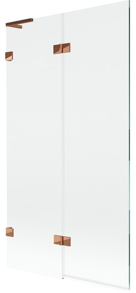 Mexen Lunar L parawan nawannowy 2-skrzydłowy lewy 100 x 150 cm, transparent, różowe złoto - 897L-100-100-60-00-L