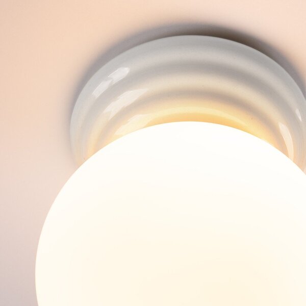 Biała lampa sufitowa ceramiczna ze szklanym kloszem ø 12 cm Farsa – Sollux