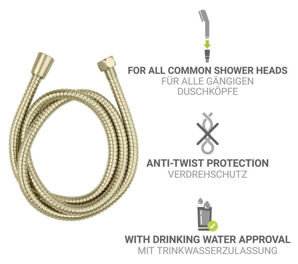 Wąż prysznicowy ze stali nierdzewnej w kolorze matowego złota 150 cm Brass – Wenko