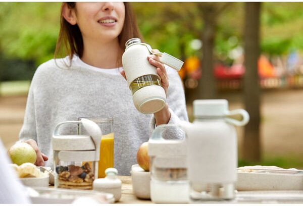 Kremowa podróżna szklana butelka 500 ml To Go Organic – Lékué