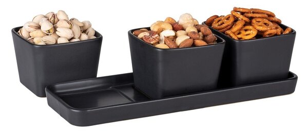 Ceramiczne miski do serwowania zestaw 3 szt. w kolorze matowej czerni Snack & Dip – Wenko