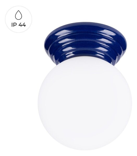 Niebieska lampa sufitowa ceramiczna ze szklanym kloszem ø 12 cm Farsa – Sollux