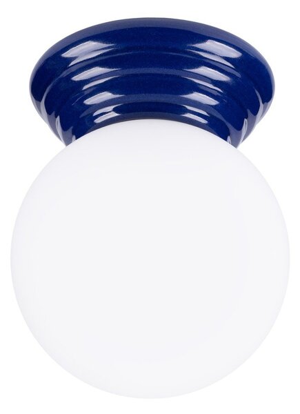 Niebieska lampa sufitowa ceramiczna ze szklanym kloszem ø 12 cm Farsa – Sollux
