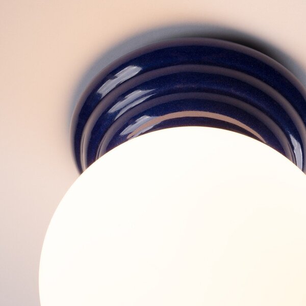 Niebieska lampa sufitowa ceramiczna ze szklanym kloszem ø 12 cm Farsa – Sollux