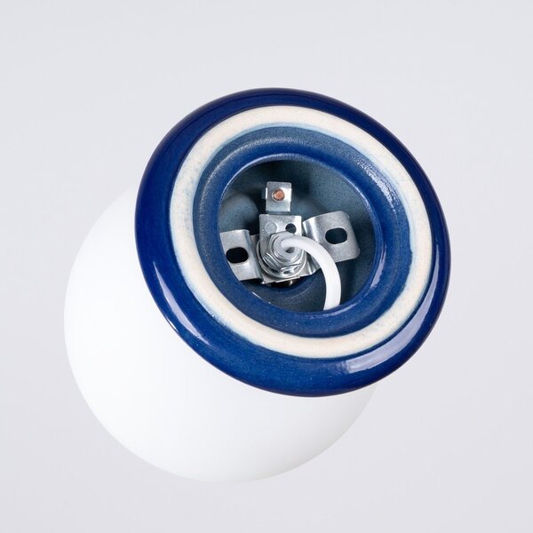 Niebieska lampa sufitowa ceramiczna ze szklanym kloszem ø 12 cm Farsa – Sollux