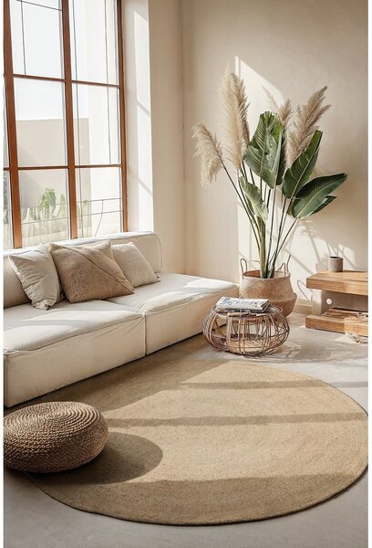 Okrągły dywan z juty dwustronny w kolorze kości słoniowej ø 140 cm Braided – Hanse Home
