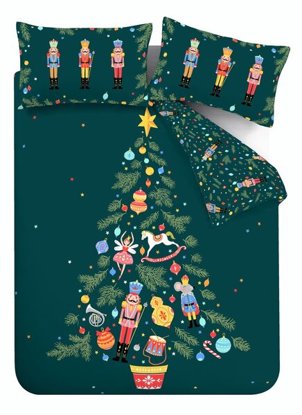 Ciemnozielona pościel jednoosobowa 135x200 cm Nutcracker – Catherine Lansfield