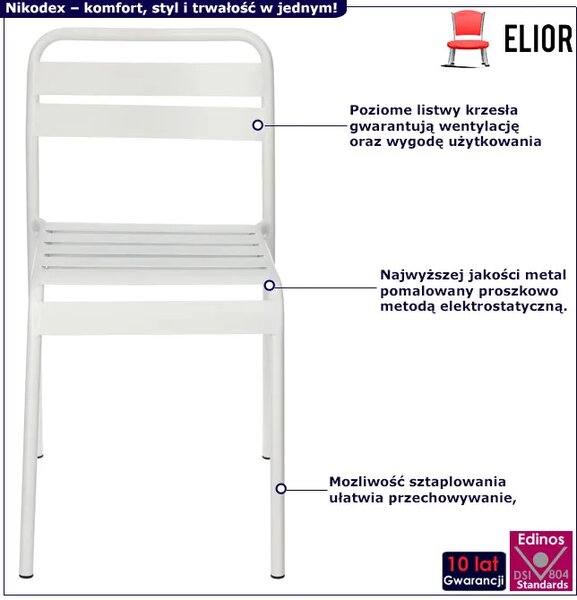 Białe metalowe krzesło ogrodowe Z6-W04