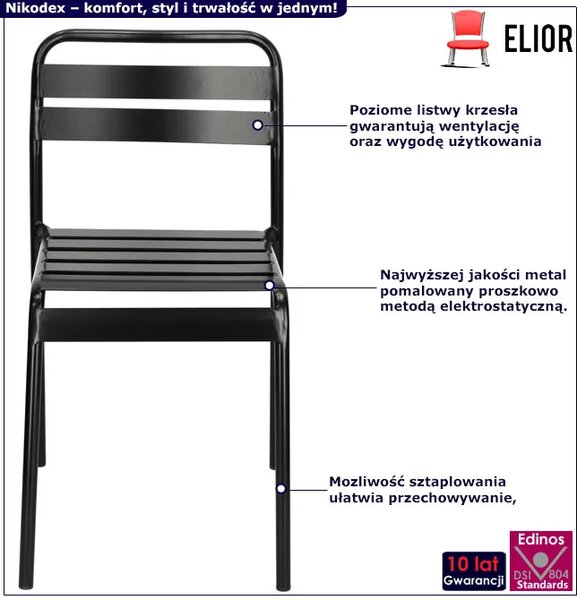 Metalowe Czarne Krzesło Tarasowe S1-Z09
