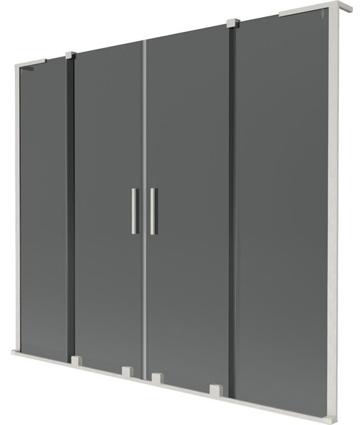 Mexen Velar L Duo parawan nawannowy 2-skrzydłowy rozsuwany 170 x 150 cm, grafit, nikiel szczotkowany - 896-170-003-42-97
