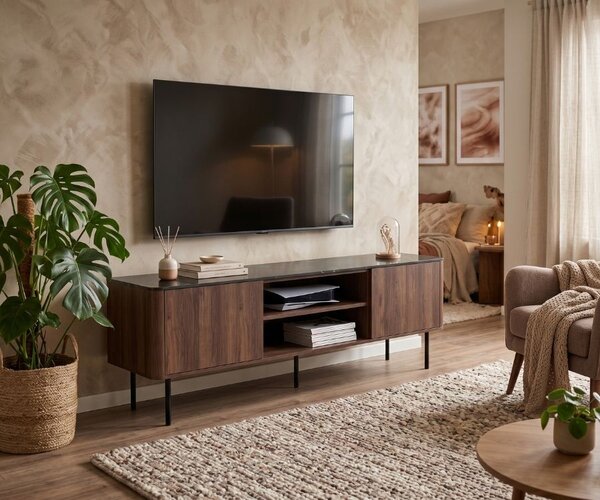 Stolik pod telewizor na nóżkach 150 cm orzech | Umeblowana.com