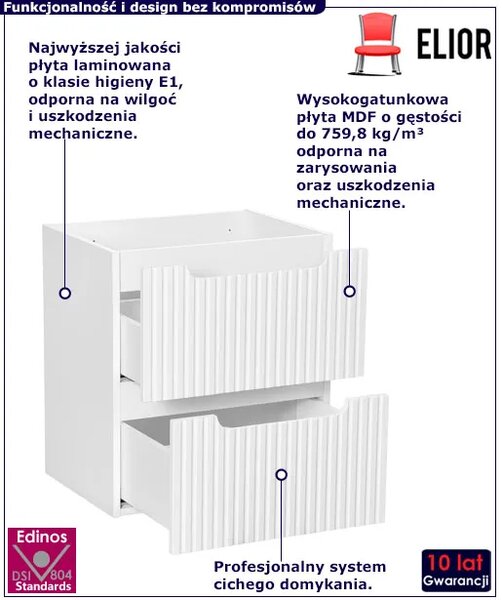 Biała szafka pod umywalkę z szufladami R0-F60