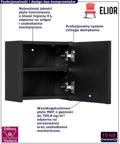 Czarna ryflowana szafka łazienkowa E2-W44