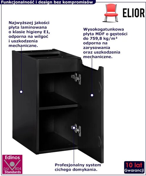 Czarna wisząca ryflowana szafka łazienkowa L8-H66