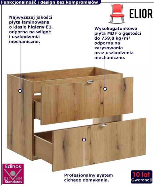 Szafka pod umywalkę z szufladami w kolorze dąb R8-A59