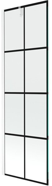 Mexen Next parawan nawannowy 1-skrzydłowy 60 x 150 cm, czarna kratka, biały - 895-060-000-00-77-20