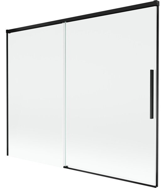 Mexen Rox parawan nawannowy 2-skrzydłowy rozsuwany 190 x 150 cm, transparent, czarny - 8C9-190-001-70-00