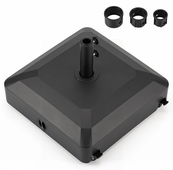 Stojak na parasole marki KOMFOTTEU, stojak na parasole z kókami, moliwo napenienia wod i piaskiem do 68 kg, podstawa parasola wykonana z tworzywa sztucznego, pasujca do supków o rednicy 32/38/48 mm, uchwyt na parasol do ogrodu, kolor czarny