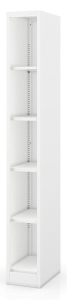 Regał metalowy wąski, archiwizacyjny na dokumenty biały: TIM 250 x 1850 x 400 mm