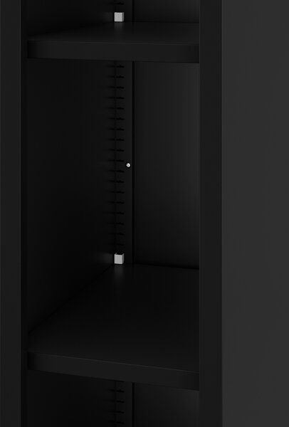 Regał metalowy wąski, archiwizacyjny na dokumenty czarny: TIM 250 x 1850 x 400 mm