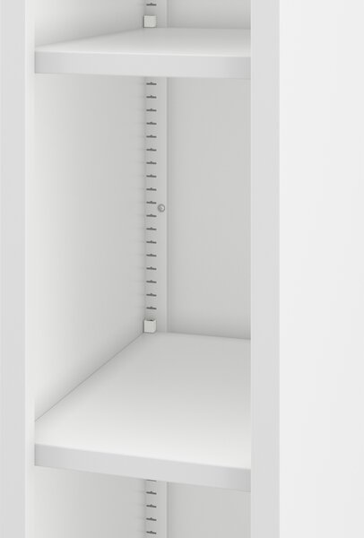 Regał metalowy wąski, archiwizacyjny na dokumenty biały: TIM 250 x 1850 x 400 mm