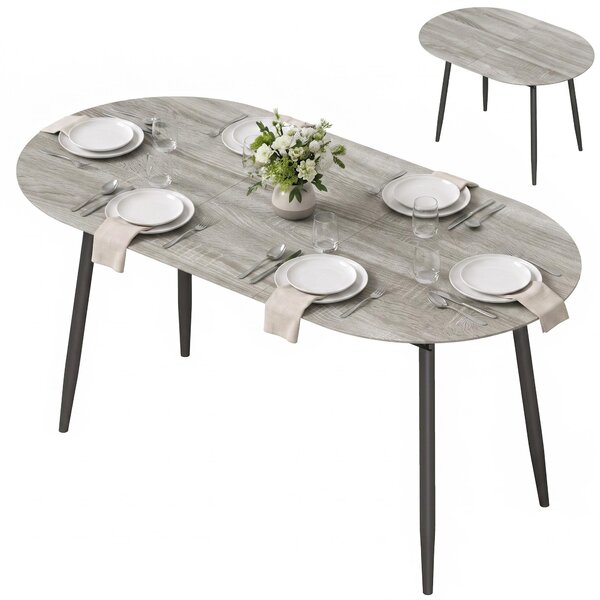 Stół jadalny HOMCOM, rozkładany, wymiary 120-160x80 cm, stół do jadalni dla 4-6 osób, kolor: szary