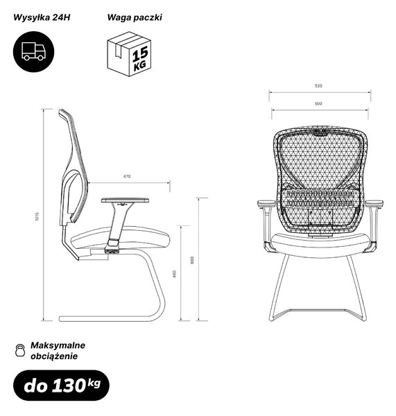 Krzesło biurowe konferencyjne czarne: ORBIT
