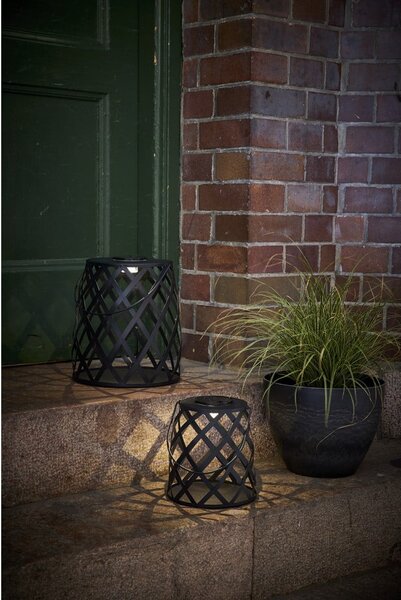 Czarny lampion LED Star Trading Calabria, wys. 28 cm