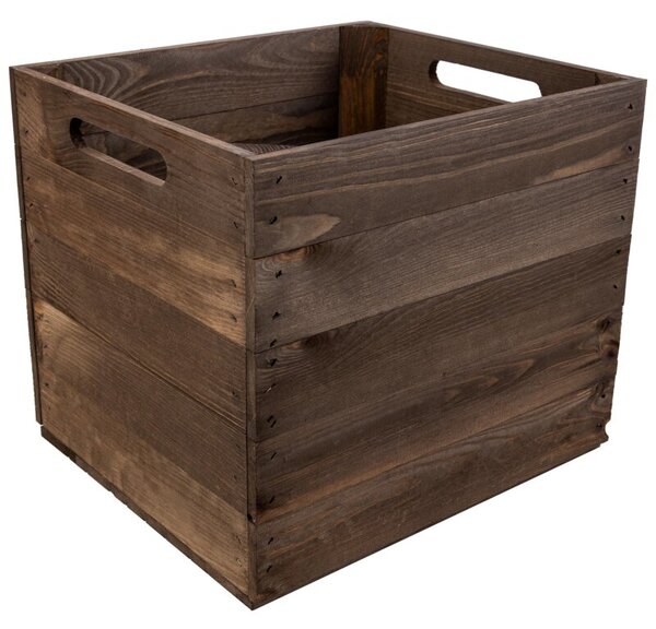 Drewniana Skrzynia Brązowa do Półek Kallax | CREATIVE DECO | Organizer z Uchwytami 33x37x33cm | Brązowy
