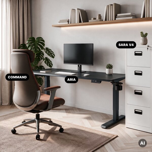 Duże biurko sit-stand do pracy Aria 160×80 cm, antracyt