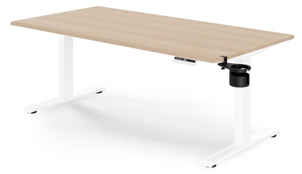 Duże biurko sit-stand do pracy Aria 160×80 cm, dąb sonoma/biały