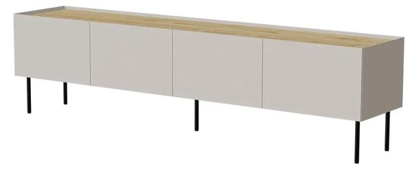 Szafka RTV FELLINI 200x40x52 kaszmir + blat dąb olejowany