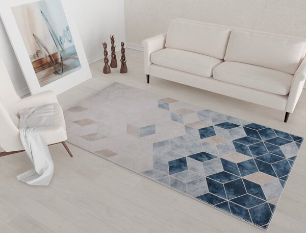 Granatowo-kremowy dywan odpowiedni do prania 80x50 cm – Vitaus