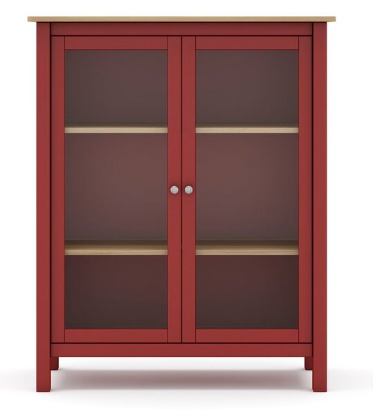 Czerwono-naturalna witryna z drewna sosnowego 90x110 cm Misti – Marckeric