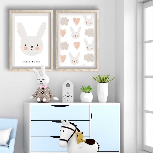 Obrazki dziecięce zestaw 2 szt. 53x78 cm Hello Bunny – Wallity