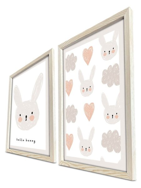 Obrazki dziecięce zestaw 2 szt. 53x78 cm Hello Bunny – Wallity